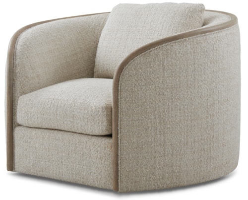 Contemporary Swivel Chair with Wood Accents