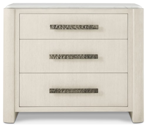 Contemporary 3-Drawer Nightstand with Marble Top