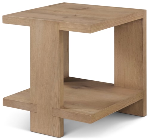 Modern Rustic 22" Square Side Table with Lower Shelf