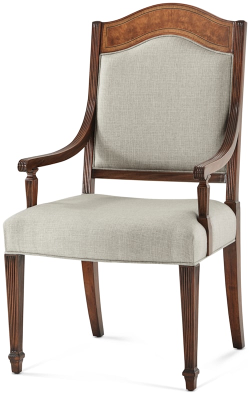 Traditional Upholstered Satinwood Dining Armchair