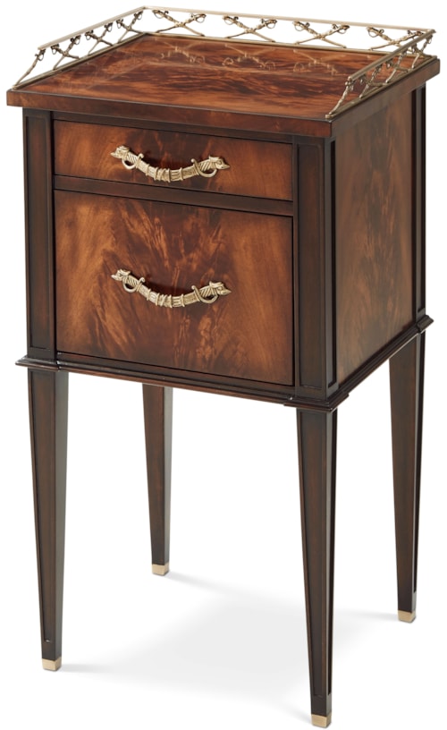 Traditional Two-Drawer Bedside Table with Sabre Drop Handles