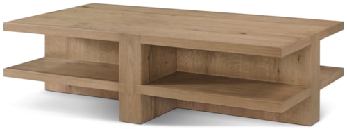 Modern Rustic 60" x 32" Rectangular Coffee Table with Shelf Space