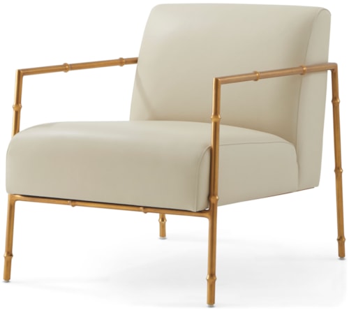 Contemporary Accent Chair with Satin Brass Arms