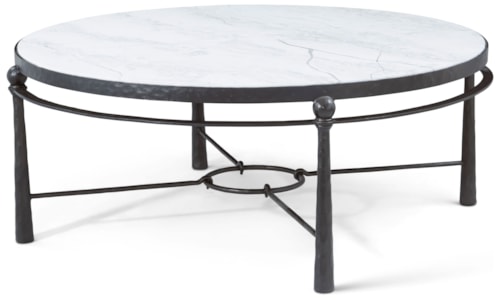 Contemporary Round Metal Cocktail Table with Quartz Top