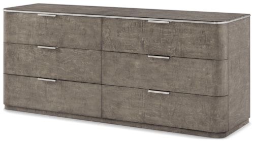 Contemporary 6-Dresser Drawer with Stainless Steel Accents