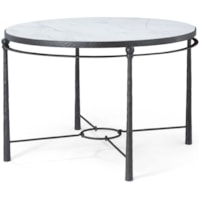 Contemporary Round Metal Coffee Table with Quartz Top