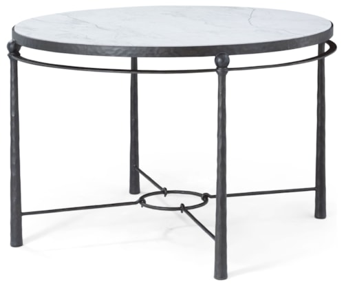 Contemporary Round Metal Coffee Table with Quartz Top