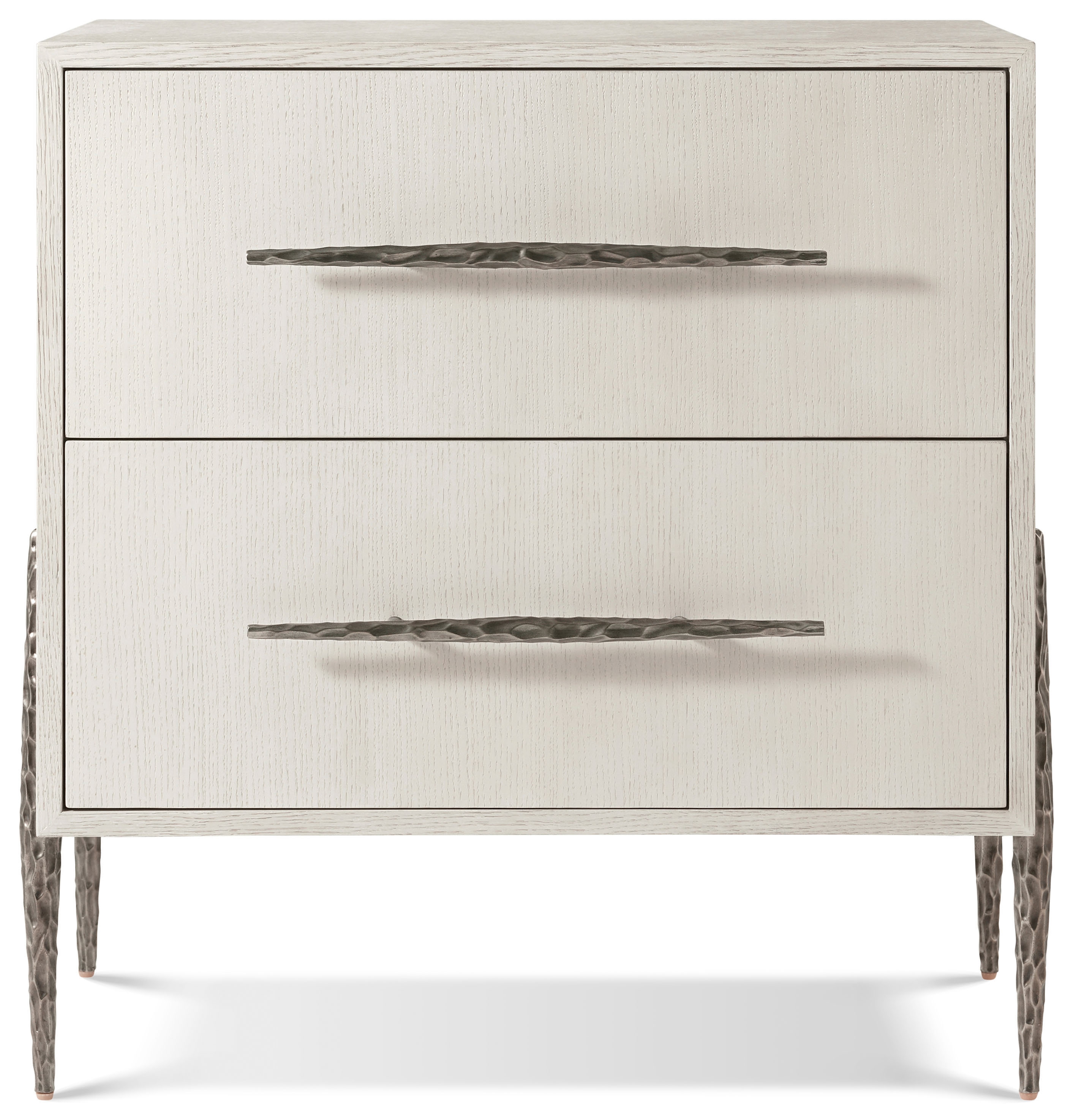2-Drawer Nightstand with Metal Legs
