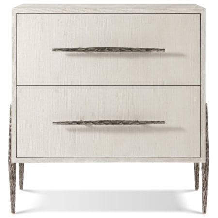 2-Drawer Nightstand with Metal Legs