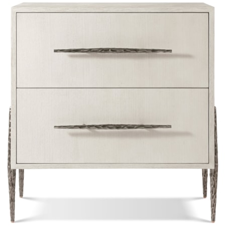 2-Drawer Nightstand with Metal Legs