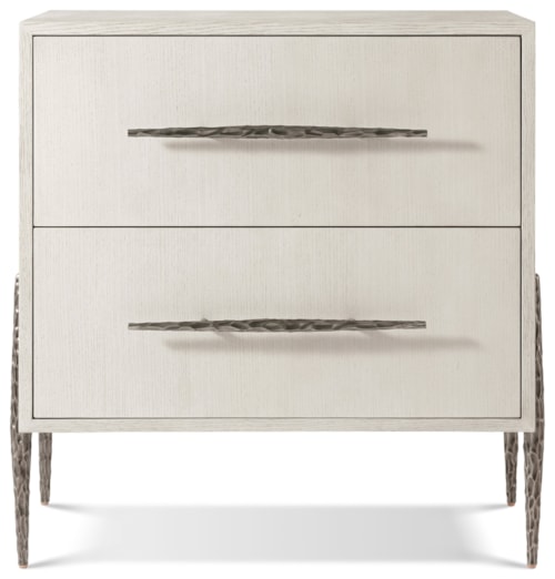 Contemporary 2-Drawer Nightstand with Metal Legs
