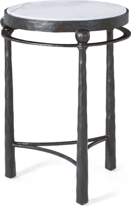 Contemporary Round Metal Drink Table with Quartz Top