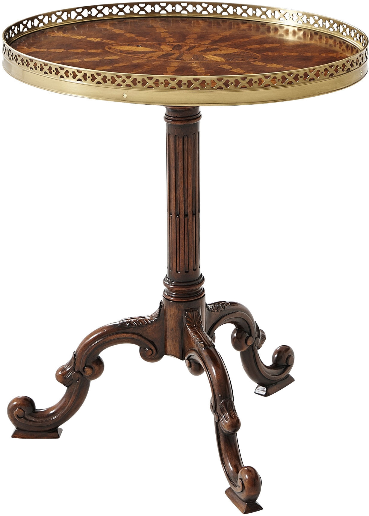 Round Sunburst Lamp Table
