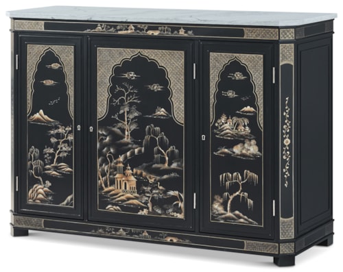 Traditional Chinoiserie Bedroom Chest with Quartz Top