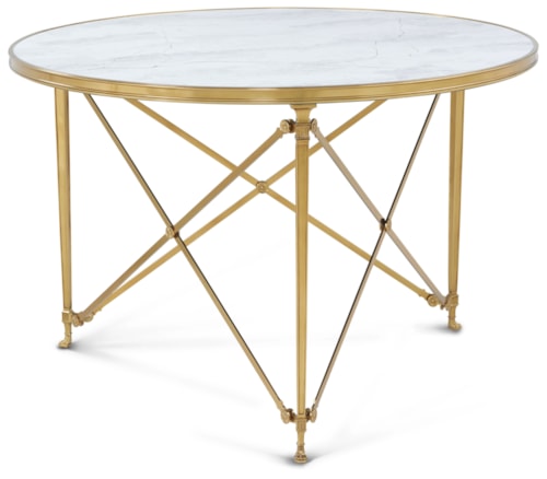 Contemporary Round Brass Center Table with White Quartz Top