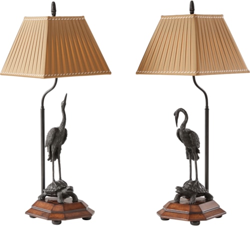 Meiji Cranes Traditional Table Lamps