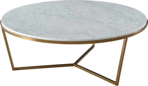 Contemporary Round Cocktail Table with Marble Top