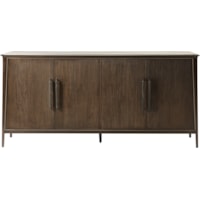 Mid-Century Modern Reeded Four-Door Buffet with Marble Top