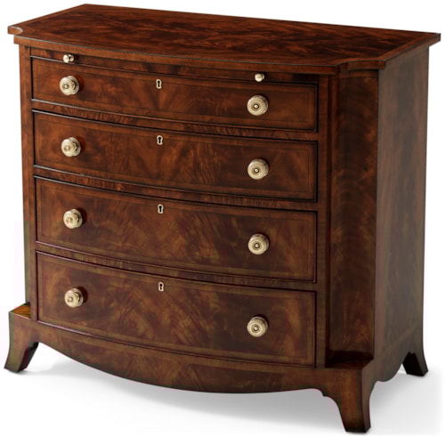 Traditional Bow-Front Nightstand with Natural Brass Hardware