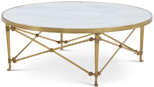 Contemporary Brass Cocktail Table with Quartz Top