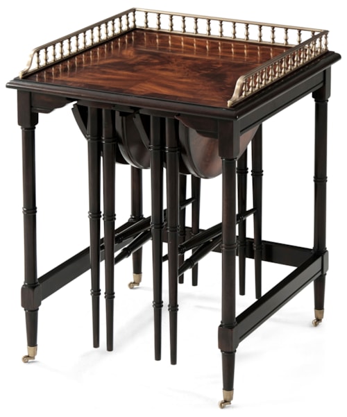 Traditional Gallery-Top Nesting Group with Fold-Out Occasional Tables