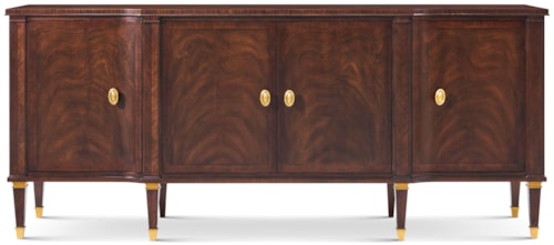 Transitional Four-Door Sideboard with Brass Foot Caps