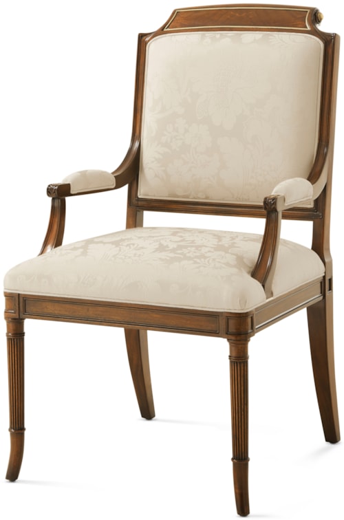 Transitional Upholstered Dining Armchair with Padded Arms