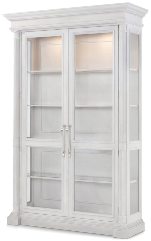 Contemporary 4-Shelf Bookcase with Glass Doors