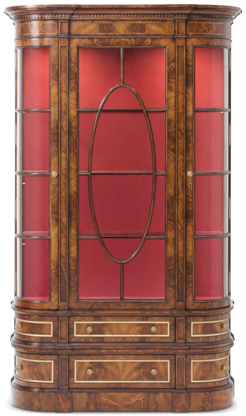 Traditional Bowfront Display Curio with Touch-Light Interior
