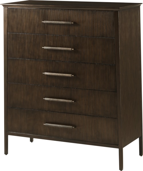 Mid-Century Modern Reeded Five-Drawer Chest