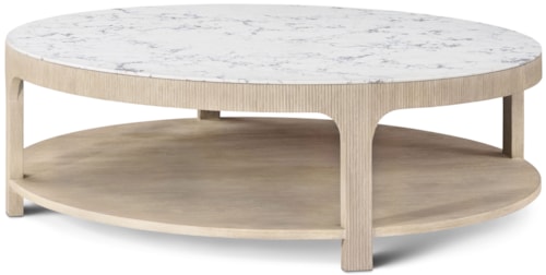Relaxed Modern Round Quartz-Top Cocktail Table