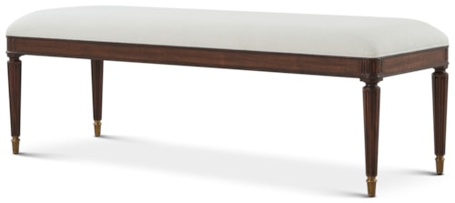Cynthia Traditional Upholstered Accent Bench w/Brass Ferrules