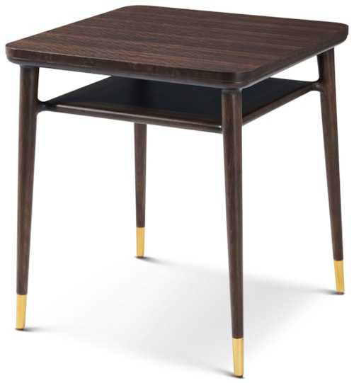 Transitional 22" Square Side Table with Lower Shelf