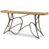 Contemporary Metal Console Table with Wood Top