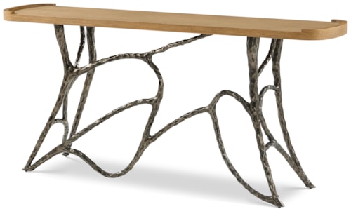 Contemporary Metal Console Table with Wood Top