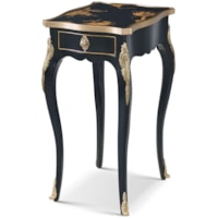 Traditional Single-Drawer Accent Table with Glass Overlay