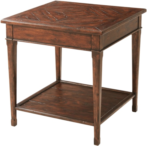 Rustic Square Antiqued Wood End Table