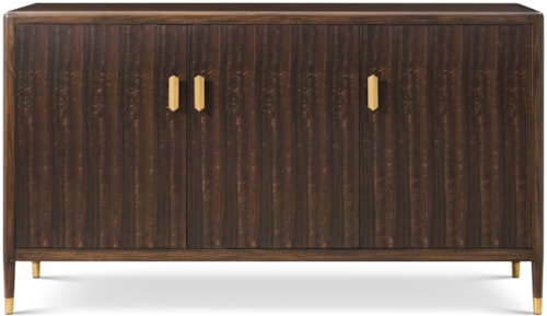 Transitional Three-Door Sideboard with Brass-Capped Legs