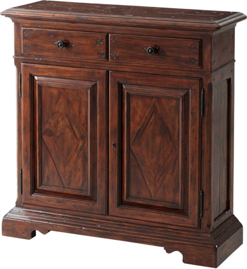 Traditional 2-Door Antique Wood Side Cabinet