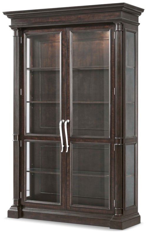 Contemporary 4-Shelf Bookcase with Glass Doors