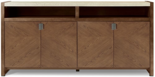 Contemporary 4-Door Sideboard with Stone Top