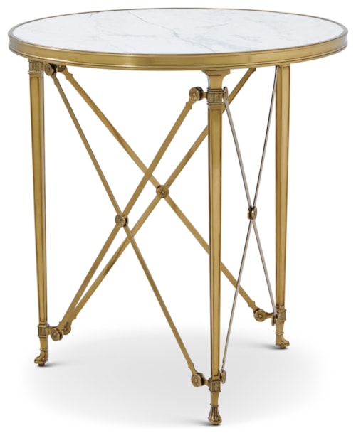 Contemporary Round Brass Table with Quartz Top