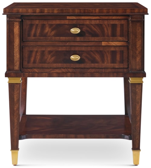 Transitional Two-Drawer Nightstand with Lower Shelf