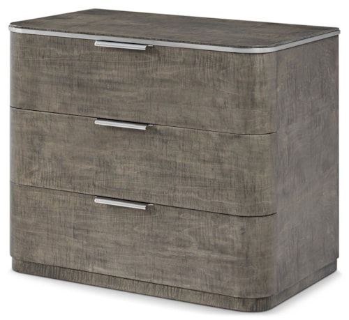 Contemporary 3-Drawer Nightstand with Stainless Steel Accents