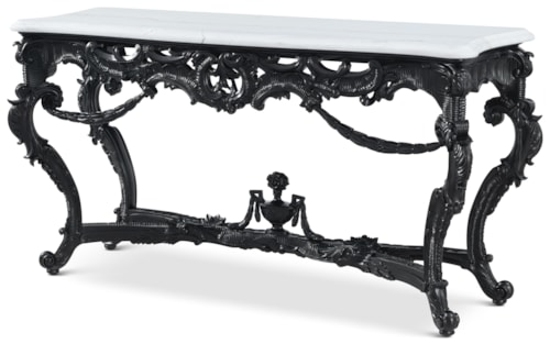 Traditional Rococo Console Table with Marble Top