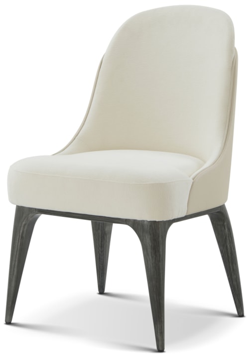 Mid-Century Modern Upholstered Dining Side Chair with Splayed Legs