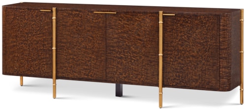 Contemporary 4-Door Sideboard with Satin Brass Legs