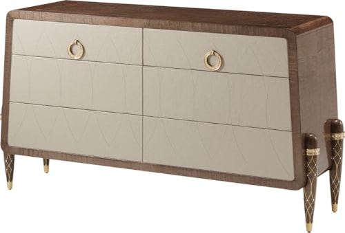 Contemporary 6-Drawer Waterfall Chest with Torpedo Legs