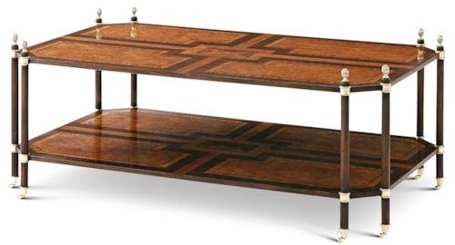 Traditional Two-Tier Cocktail Table with Reeded Supports