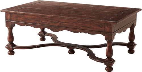 Traditional Rectangular Antiqued Wood Cocktail Table